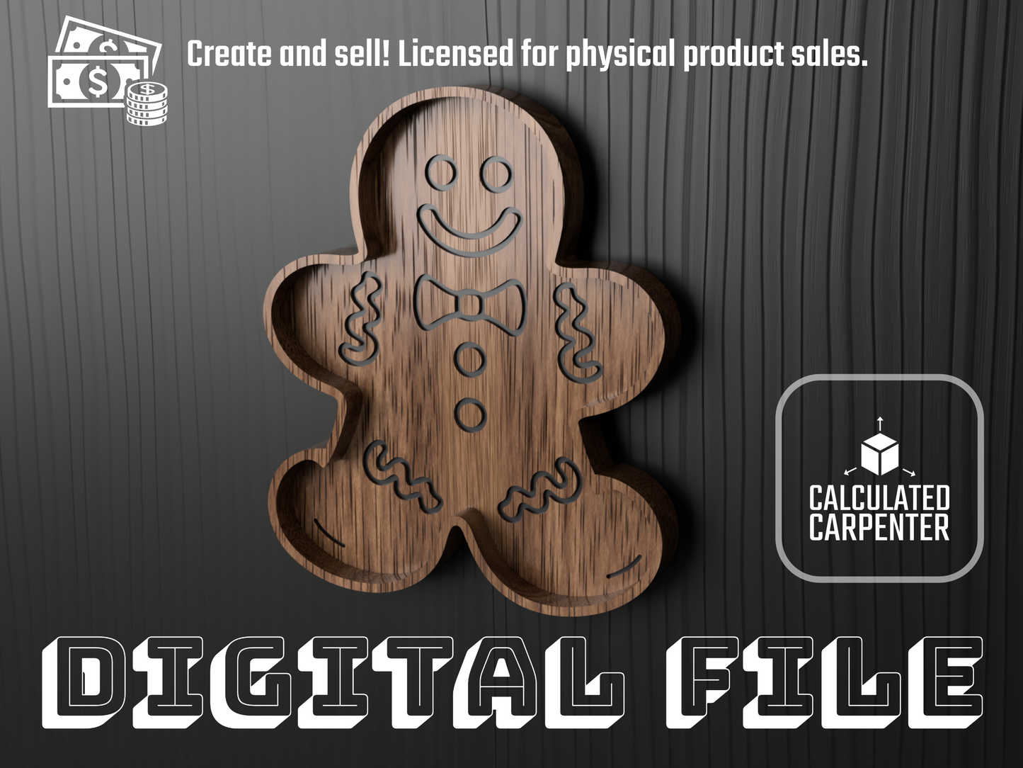 Gingerbread Man CNC Router File | Christmas Decor CNC Digital Download | Holiday Woodworking Pattern