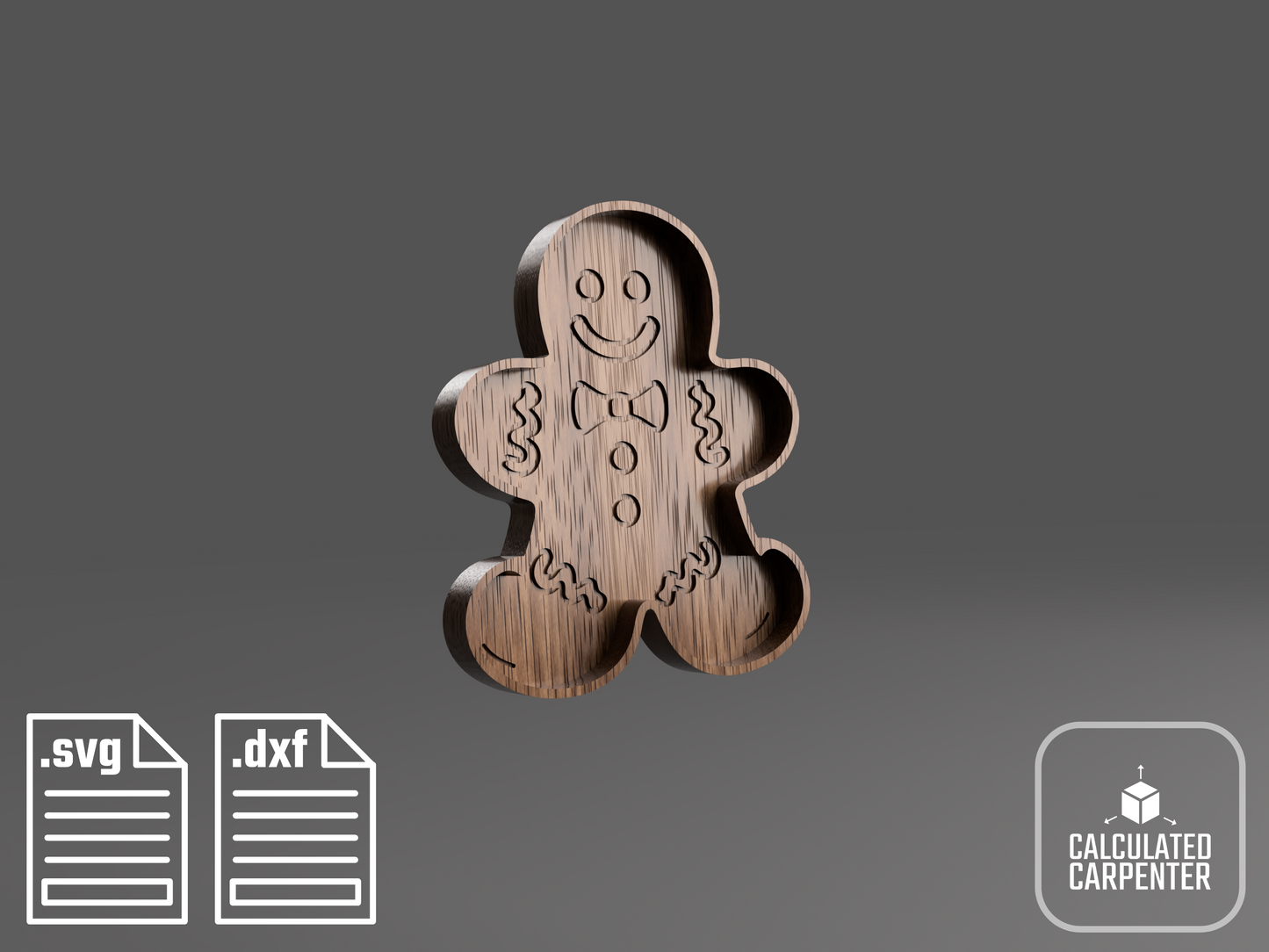 Gingerbread Man CNC Router File | Christmas Decor CNC Digital Download | Holiday Woodworking Pattern