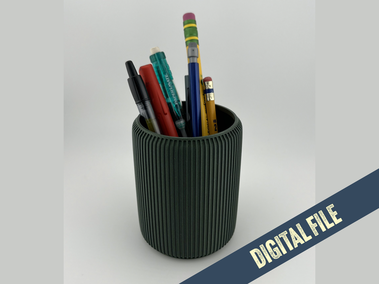 Pencil and Pen Holder 3D Printing File | Customizable Desk Organizer Digital Download