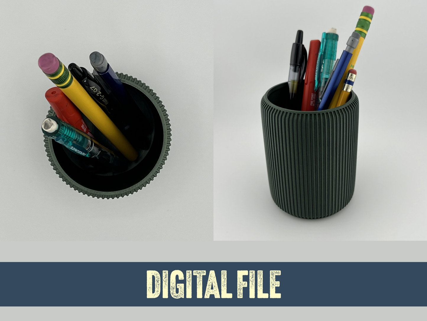 Pencil and Pen Holder 3D Printing File | Customizable Desk Organizer Digital Download