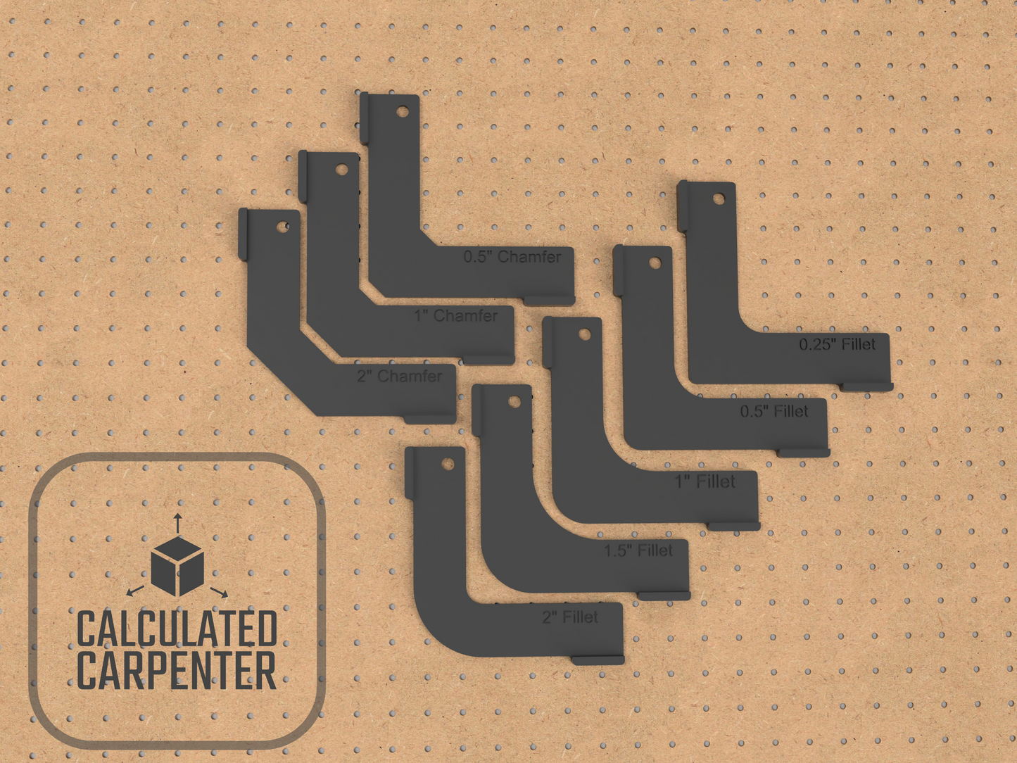 Corner Router Templates - Digital File for 3D Printing | 8 Templates: 5 Fillets & 3 Chamfers