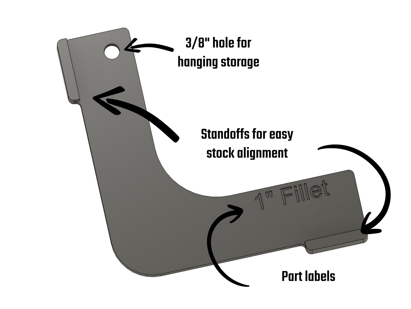 Corner Router Templates - Digital File for 3D Printing | 8 Templates: 5 Fillets & 3 Chamfers