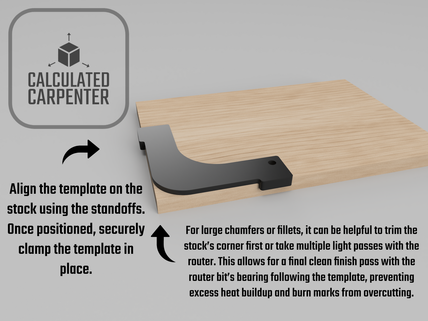 Corner Router Templates - Digital File for 3D Printing | 8 Templates: 5 Fillets & 3 Chamfers