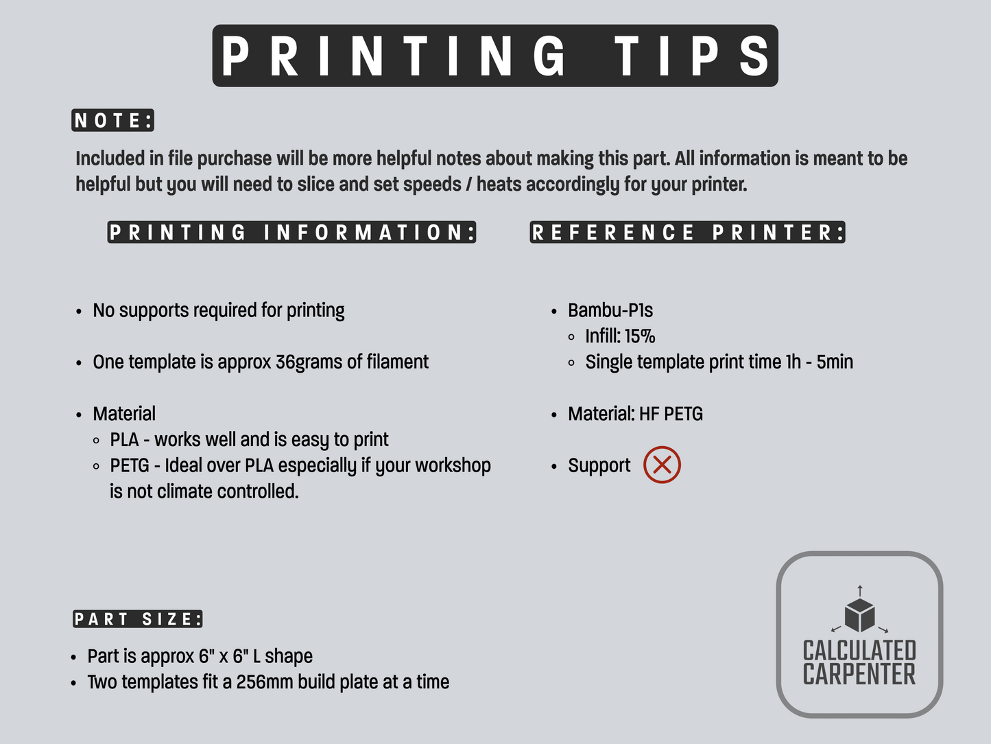 Corner Router Templates - Digital File for 3D Printing | 8 Templates: 5 Fillets & 3 Chamfers